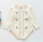 Emmaline Baby Girls Embroidered Cardigan Romper.